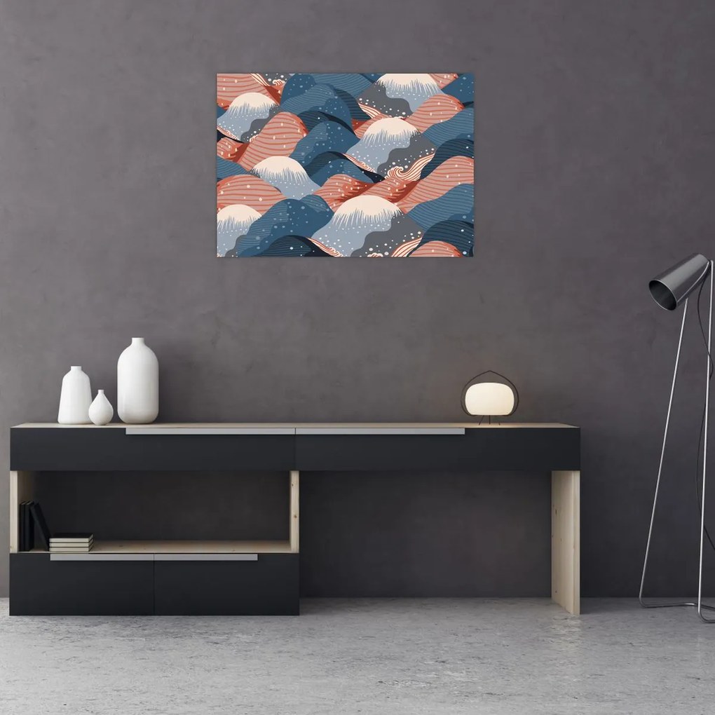 Sklenený obraz - Japonské vlny (70x50 cm)