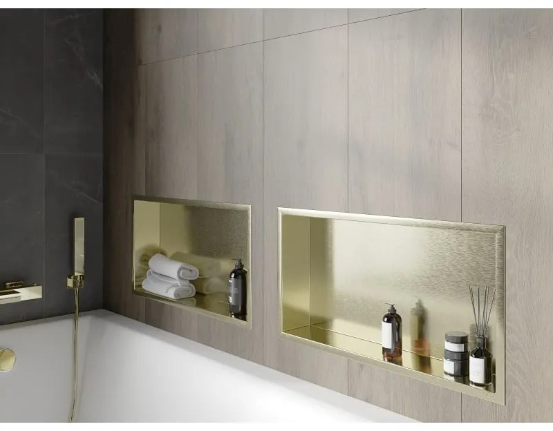 Mexen X-Wall-R, polička na zapustenie na obklad s golierom 60 x 30 cm, zlatá lesklá, 1950603010