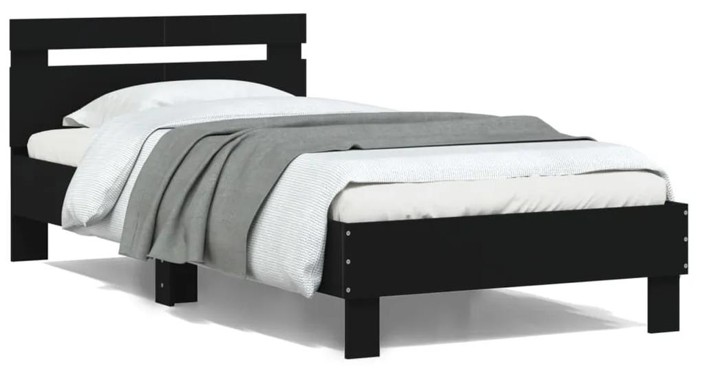 Rám postele s čelom čierny 100x200 cm kompozitné drevo 838527