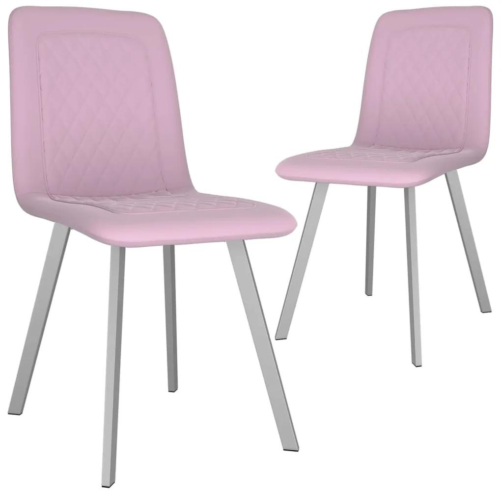 vidaXL Jedálenské stoličky 2 ks, ružové, zamat