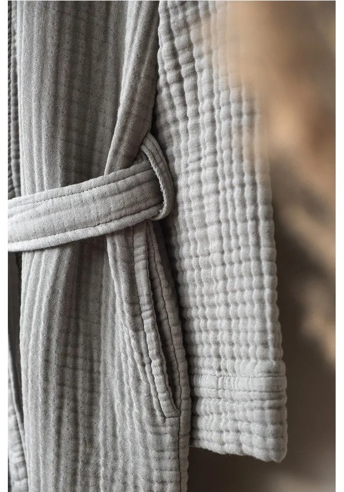 Sivý mušelínový župan veľkosť S/M Kimono – Foutastic