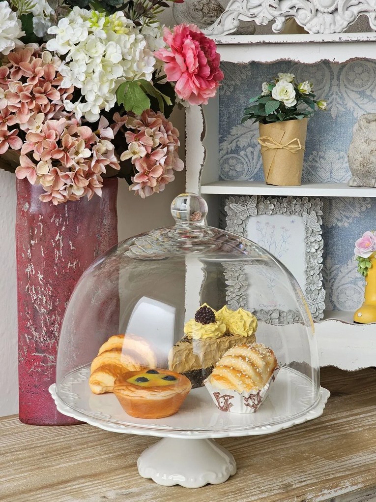 Porcelánový podnos na tortu s čipkou Provence lace - Ø 28*9cm