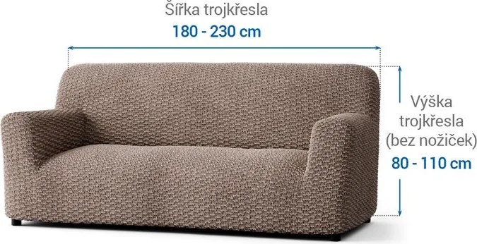 Bielastické poťahy MOSAICO orieškové trojkreslo (š. 170 - 220 cm)