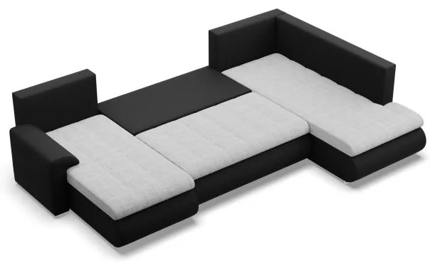 Sedacia súprava FORESTA v tvare U, pravá sivá / čierna