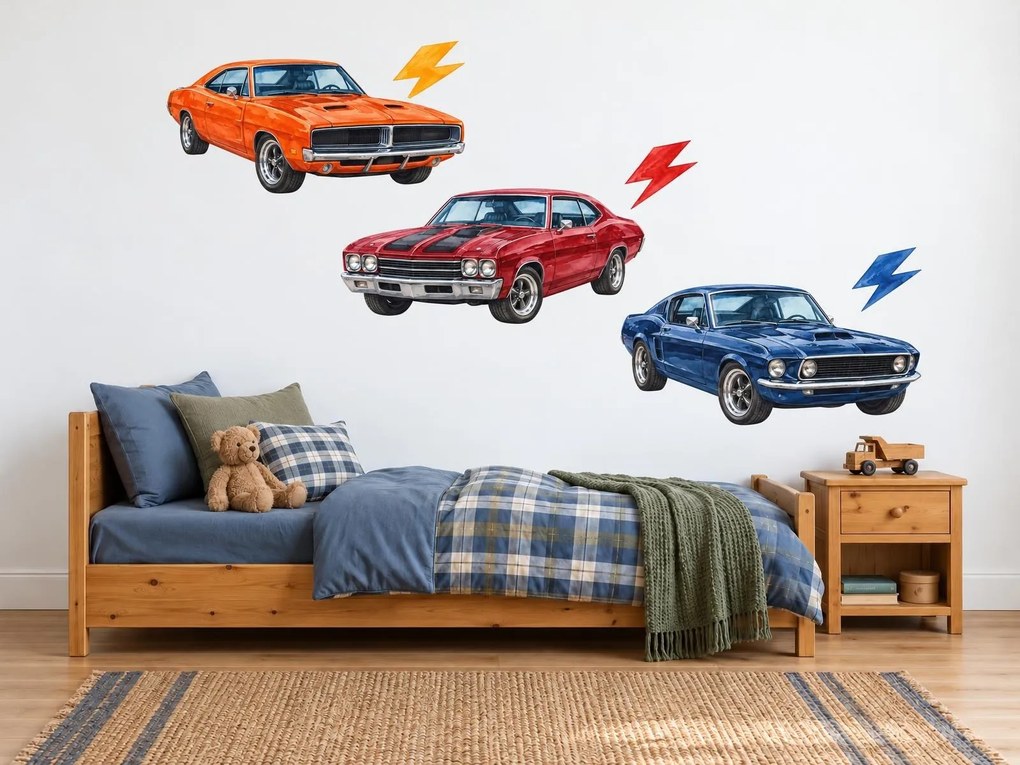 Americké muscle cars retro nálepky pre milovníkov klasických áut na stenu arch 31 x 46 cm