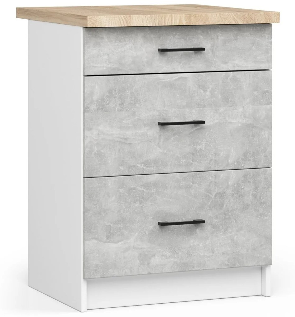 Kuchynská linka Olivie G2 2,4 m biela/betón/dub sonoma