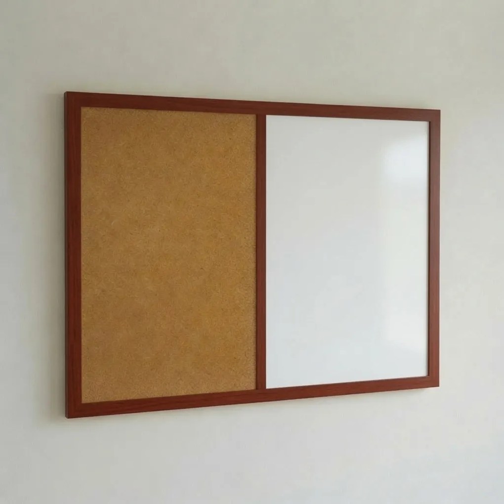 Toptabule.sk  Kombinovaná tabuľa biela v drevenom ráme NATURE LINE Mahagón 120x90 cm