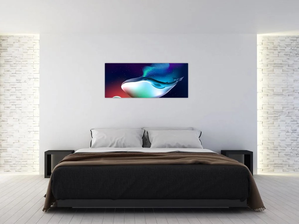 Obraz - Veľryba vo vesmíre (120x50 cm)