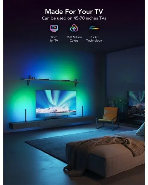 Govee - SMART LED RGBIC panel 38 cm pre TV 43-75" - 2 ks Wi-Fi