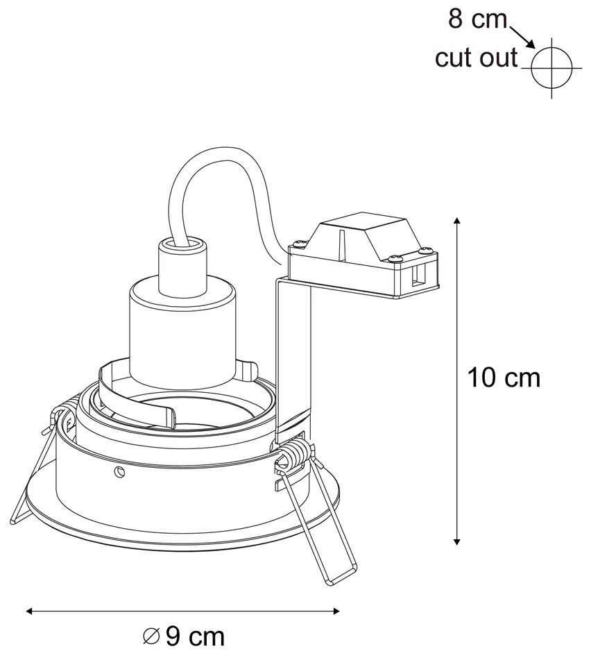 Sada 6 moderných zapustených bodových svetiel béžová GU10 50 mm otočné a naklápacie - Chuck