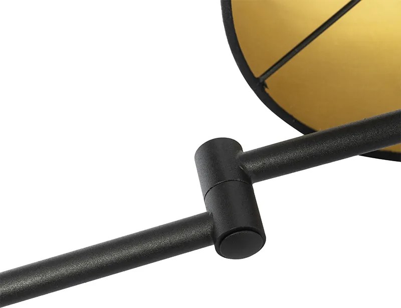 Nástenná lampa čierna s čiernym tienidlom a nastaviteľným ramenom - Ladas Deluxe