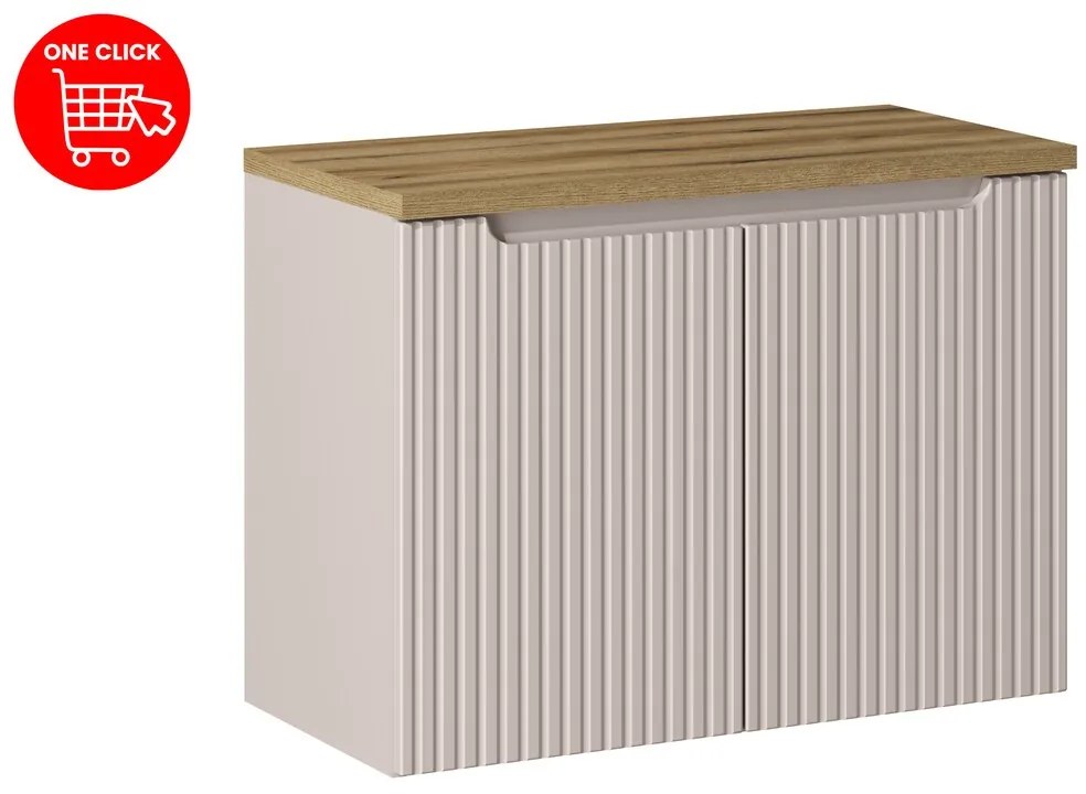 Závěsná skříňka pod umyvadlo Nova Cashmere I s deskou 80 cm kašmír/dub coast evoke