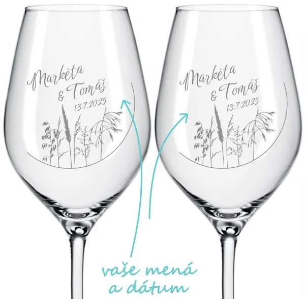 Svadobné poháre na víno Lúčne trávy 2 ks