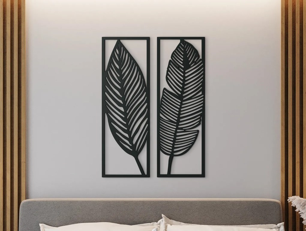 drevko 2-dielny obraz na stenu Listy Rozmer obrazu: 44,5 x 32,5 cm, Farba dekorácie: Čierna