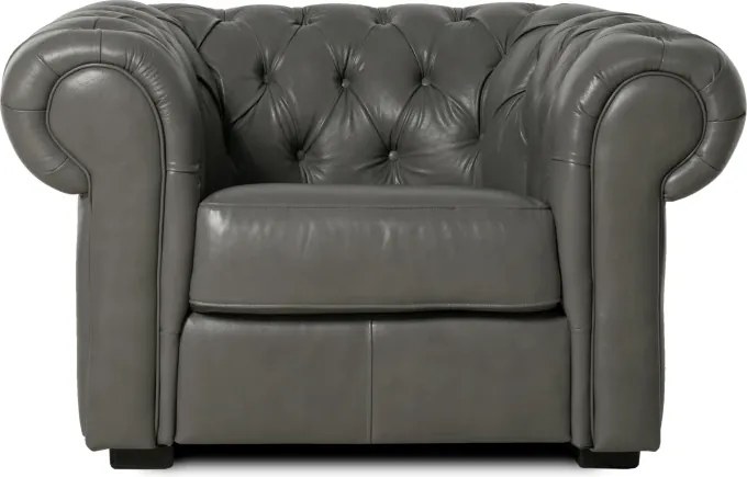 Kožené kreslo CHESTERFIELD, sivá (Rimini)