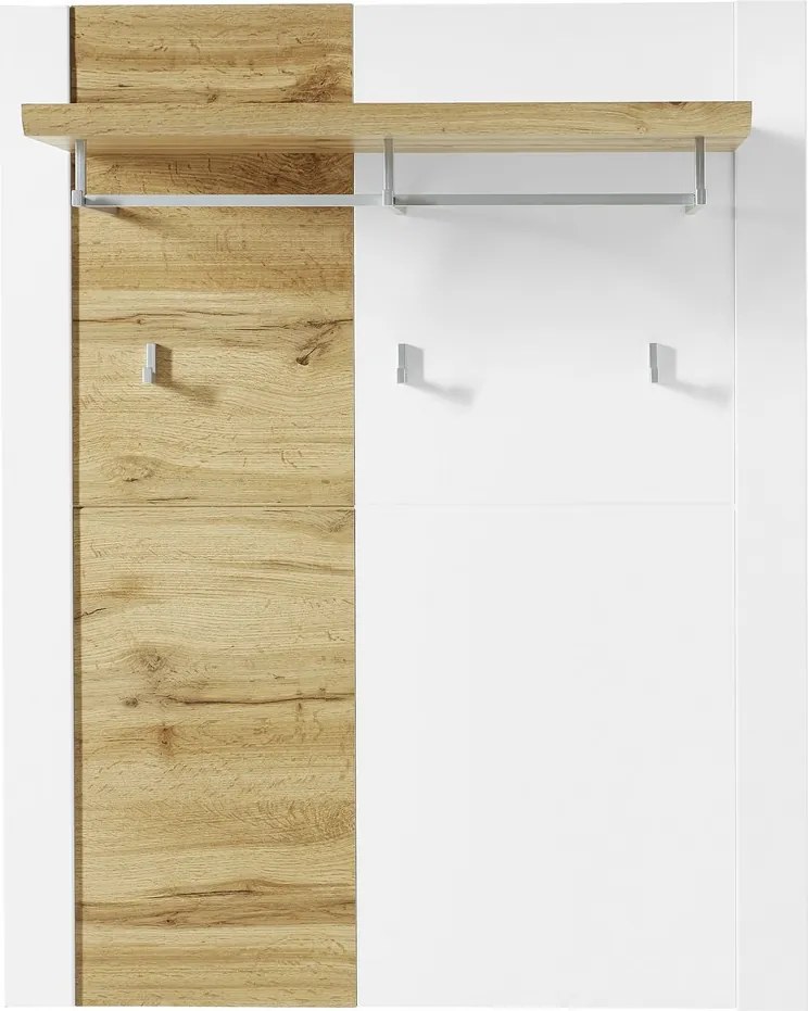 Nástenný vešiakový panel Materio, dub/biely