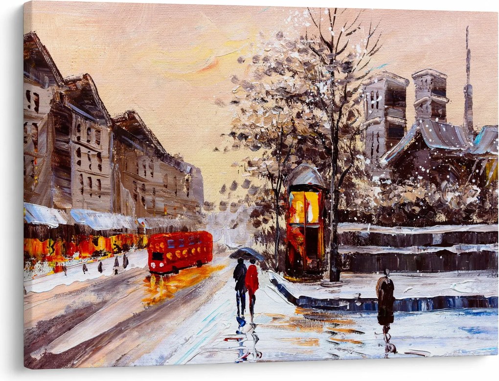 Obraz - Maľba zimného mesta (70x50 cm)