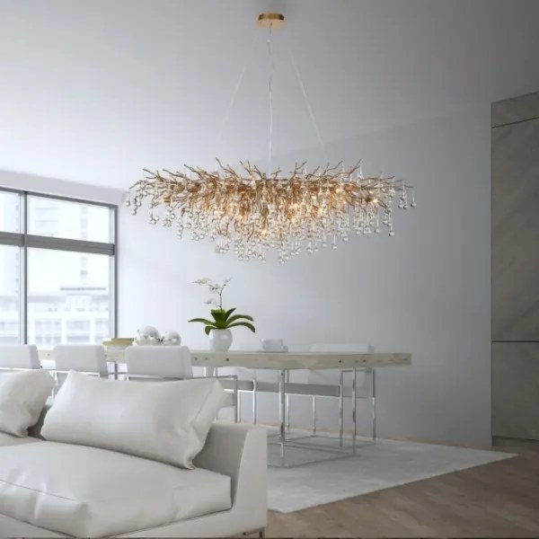 Paul Neuhaus 2031-11 - Luster na lanku ICICLE 15xG9/40W/230V 75x150 cm mosadz