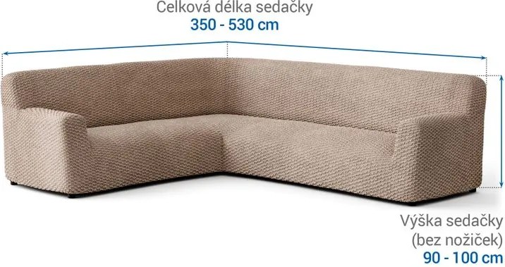 Bielastické poťahy MOSAICO béžové rohová sedačka (š. 350 - 530 cm)