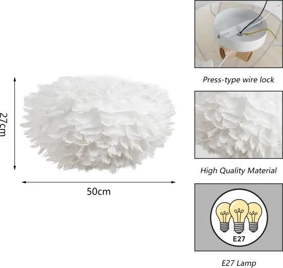 BRILAGI - Stropné svietidlo FEATHER 3xE27/40W/230V priemer 50 cm biela