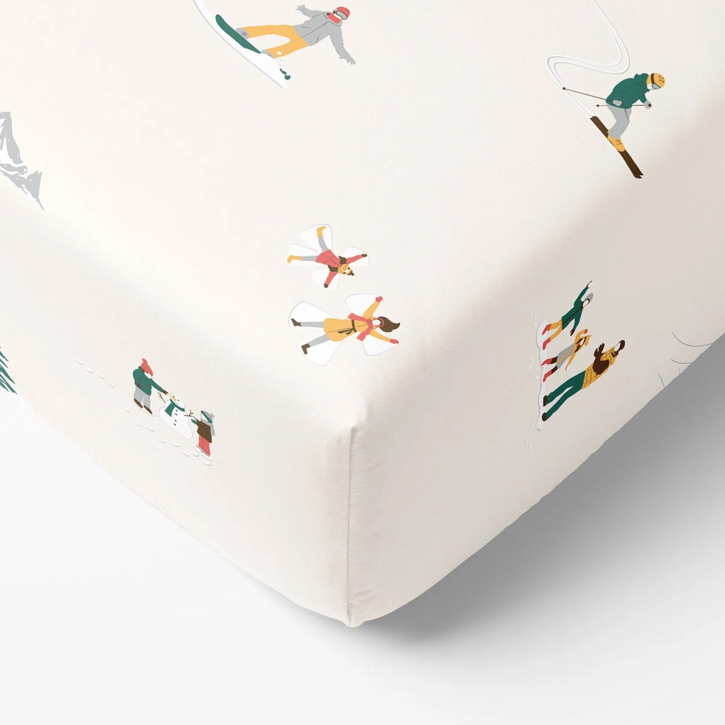 Goldea bavlnená napínacia plachta - zimné radovánky 160 x 200 cm