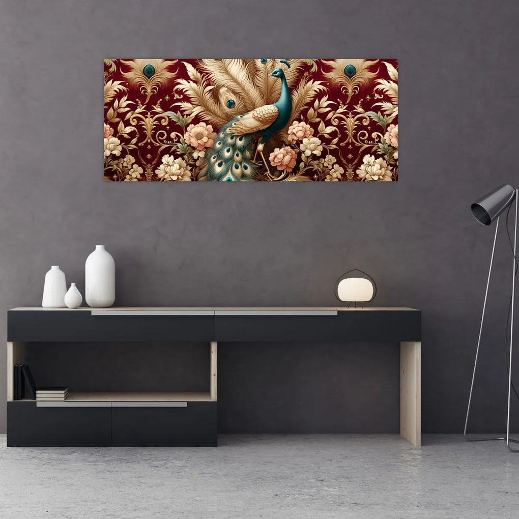 Obraz – Elegantný páv (120x50 cm)