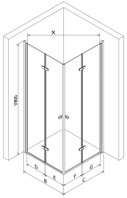 Mexen Lima Duo, sprchový kút so skladacími dverami 80 (dvere) x 70 (dvere) cm, 6mm číre sklo, chrómový profil + slim sprchová vanička biela + chrómový sifón, 856-080-070-01-02-4010