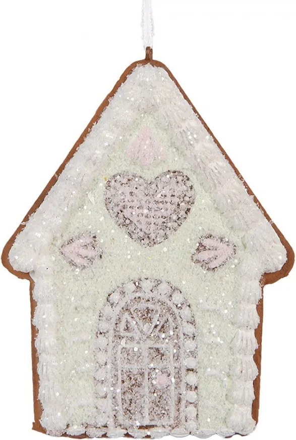Závesná dekorácia zelená perníková chalúpka Frosted Ginger - 8*1*10 cm