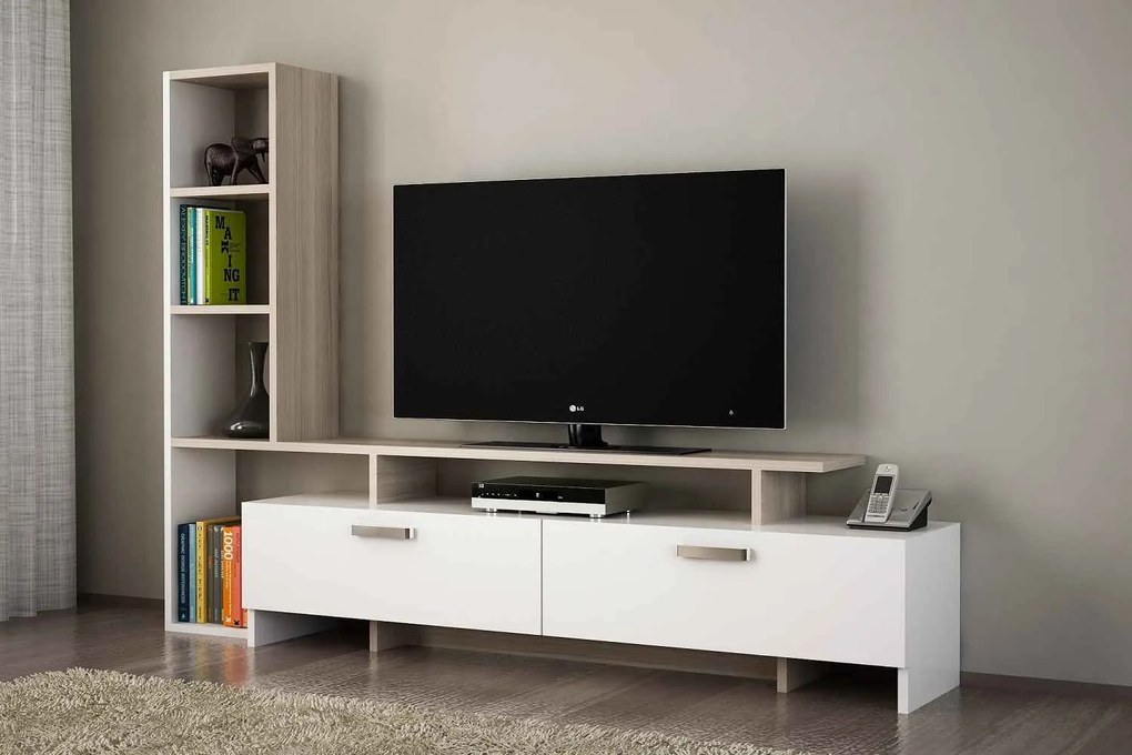 Dizajnový TV stolík Haddie 168,2 cm biely