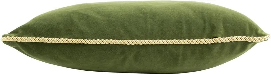Zelený zamatový vankúš s pleteným lemom - 35 * 45 * 10cm