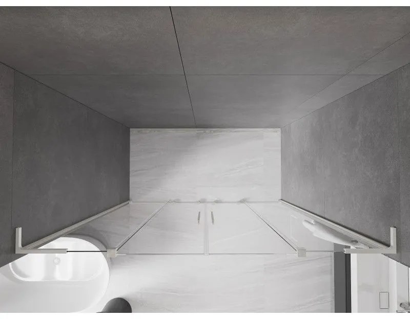 Mexen Velar L Duo, posuvné sprchové dvere do otvoru 170 cm, 8mm číre sklo, brúsená oceľ, 871-170-003-02-97