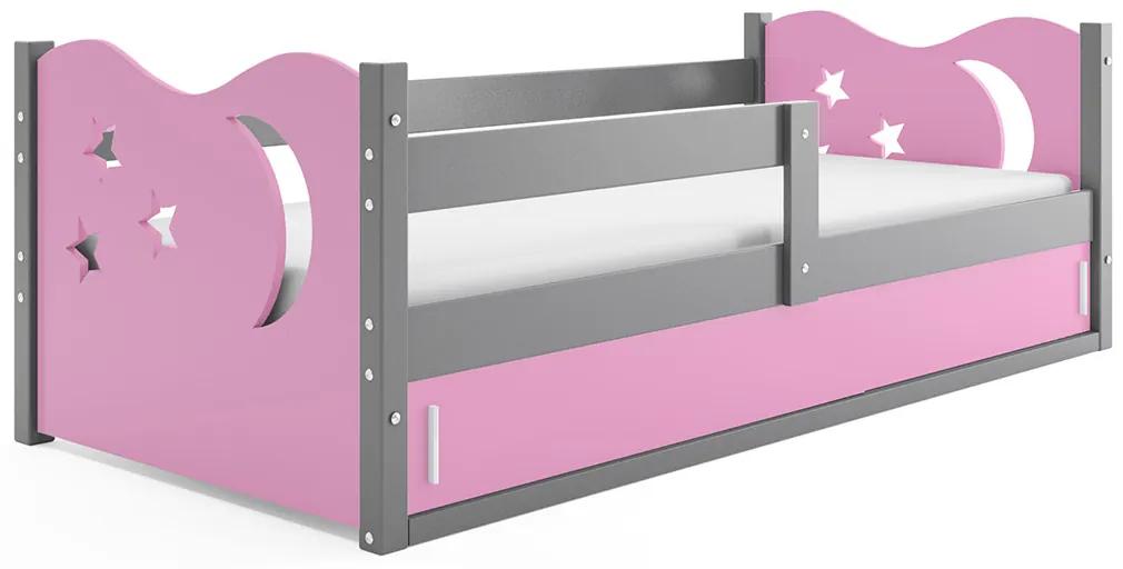 Detská posteľ MIKOLAJ 1 | sivá 80x160 cm Farba: Sivá / ružová
