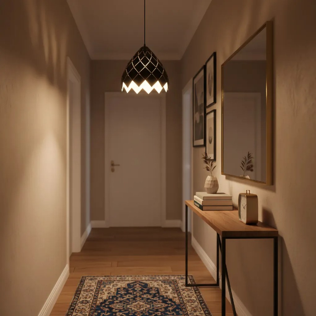 Toolight Toolight, závesná kovová stropná lampa 1xE27 APP338-1CP, čierna, OSW-05019