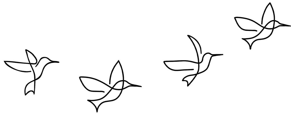 Nástenná kovová dekorácia Vtáky čierna