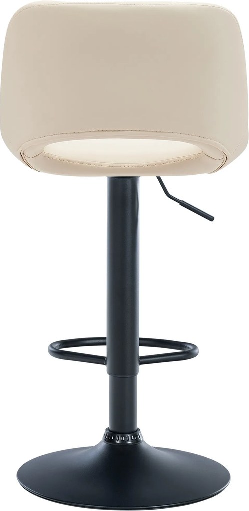 Barová stolička Camden - koženka, čierny rám - Krémová