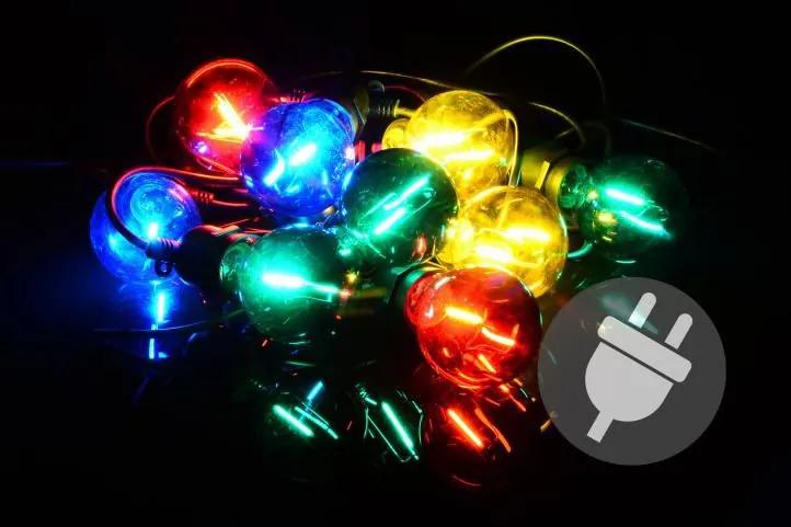 Záhradné párty osvetlenie LED - sklenené žiarovky - 5 m farebné