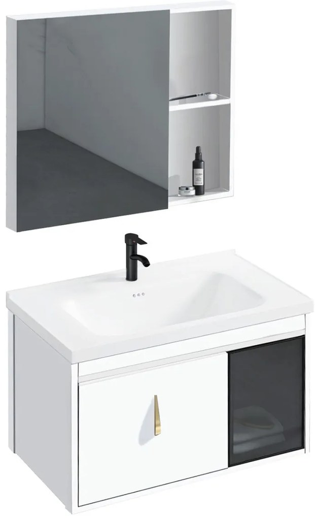 Rea Paris, súprava kúpeľňového nábytku s umývadlom 60cm, biela, REA-M0001