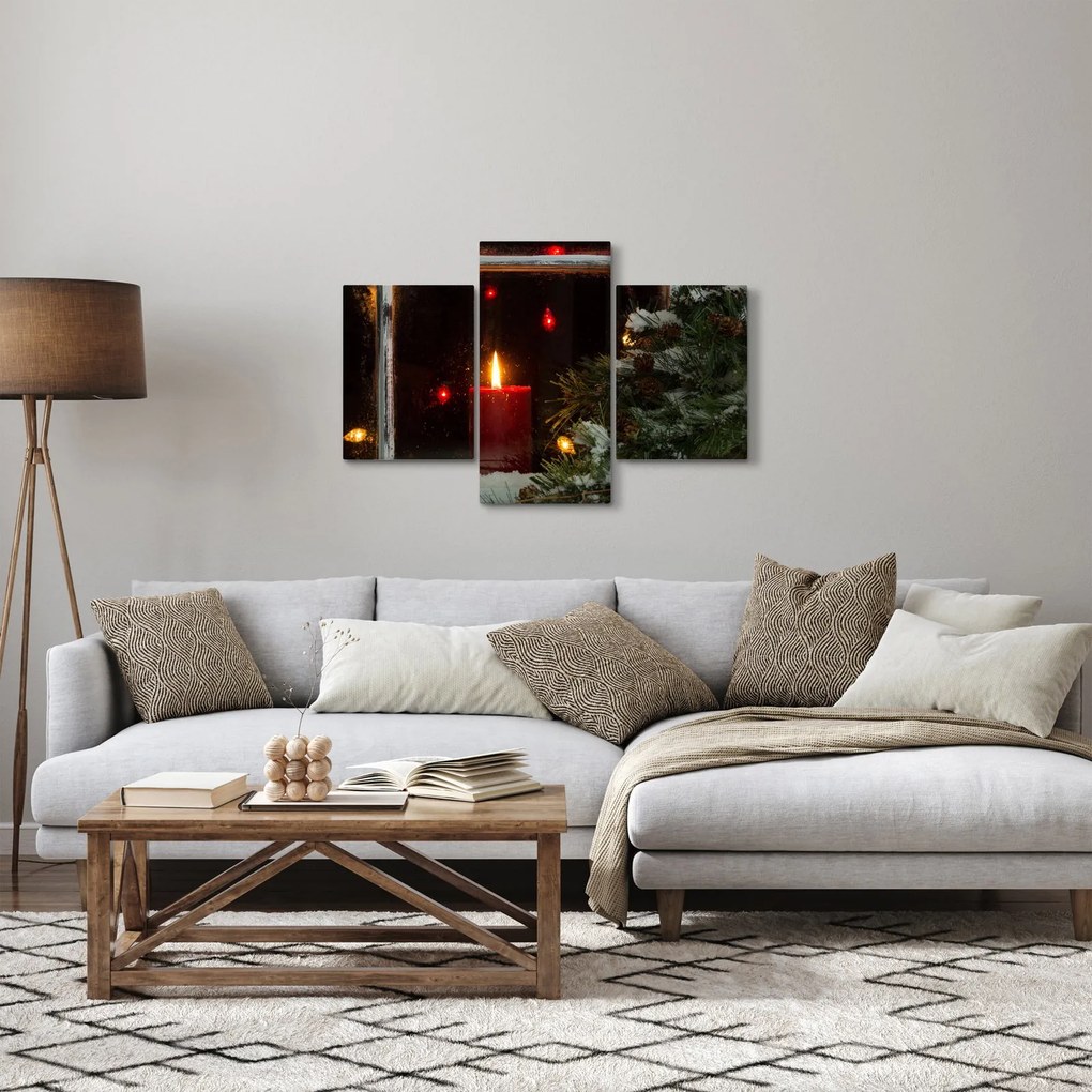 Obraz - Žiariaca vianočná sviečka (90x60 cm)