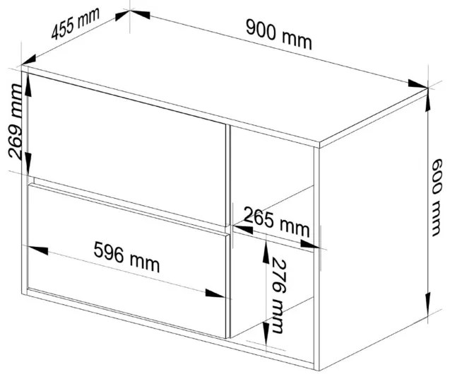 Skrinka pod umývadlo VAMI W90 2SZ 2P dub craft / čierna