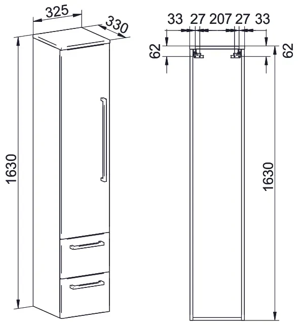 Mereo, Mereo Bino, kúpeľňová skrinka vysoká 163 cm, ľavá, Multidecor, Dub Wotan, MER-CN697DWOT