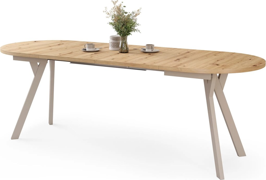 Mazzoni ALMO Dub Artisan / kašmírové nohy - OVÁLNY ROZKLADACÍ STÔL 120-220 cm PRE 10-12 OSÔB