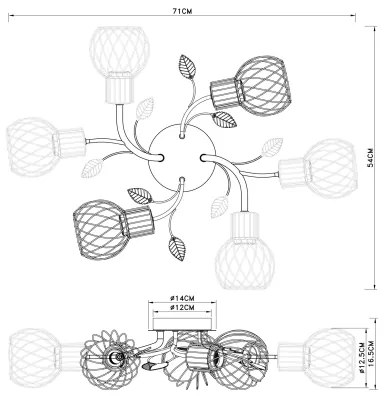 Globo 54113-6D - Prisadený luster LALLY 6xE27/40W/230V