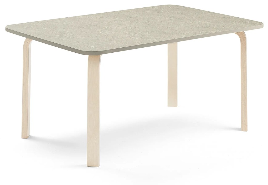 Stôl ELTON, 1400x700x590 mm, linoleum - šedá, breza
