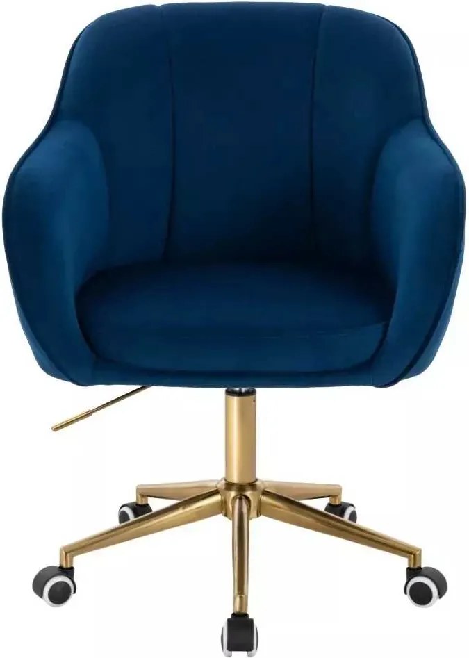 LuxuryForm DESIGN Stolička AVOLA VELUR na zlatej podstave s kolieskami - modrá