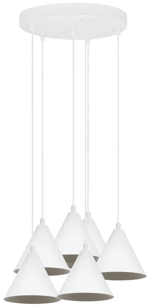Závesné svietidlo Soho, 6x biele kovové tienidlo, o