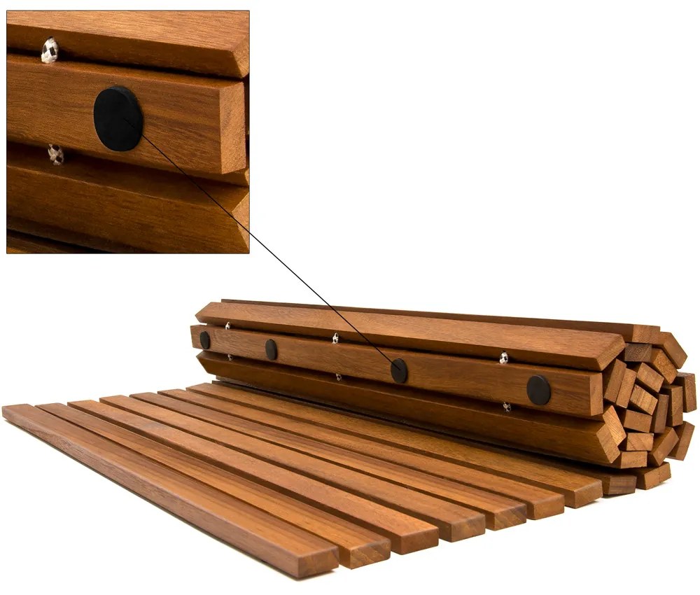 Kúpeľňová predložka LINE, akáciové drevo 80x50x1cm, hnedá Casaria