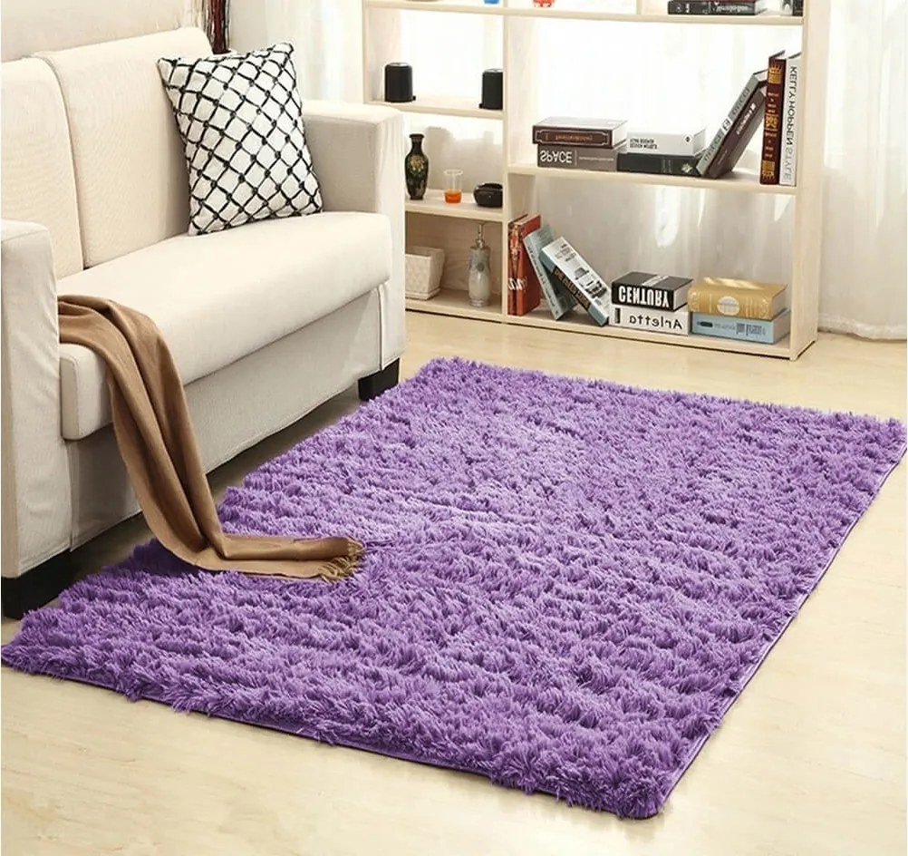 TZ Fialový obdĺžnikový shaggy koberec Lana Rozmer: 200x200