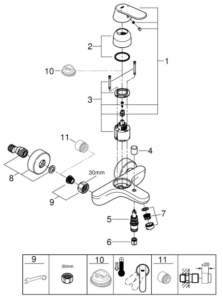 GROHE 32831000 - Vaňová batéria EUROSMART COSMOPOLITAN DN 15 lesklý chróm
