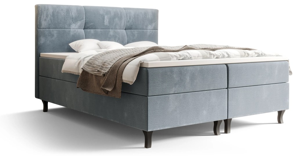 Manželská posteľ Boxspring 140 cm Lumba Comfort (svetlomodrá) (s matracom a úložným priestorom). Vlastná spoľahlivá doprava až k Vám domov. 1056098