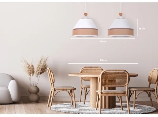 Duolla - Luster na lanku AVIGNON 2xE27/15W/230V biela/hnedá